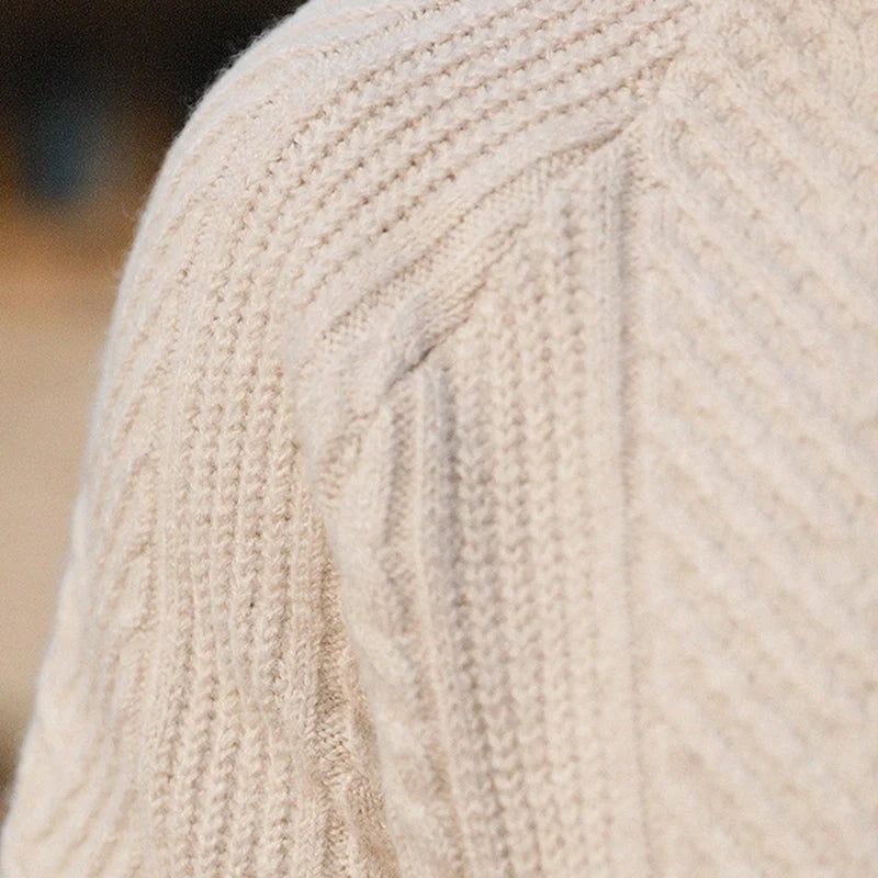 Men's Cable Knit Sweater Polo – Back View