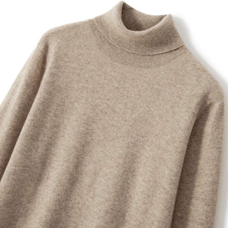 Soft-Touch Merino Wool Turtleneck Sweater – Detail View