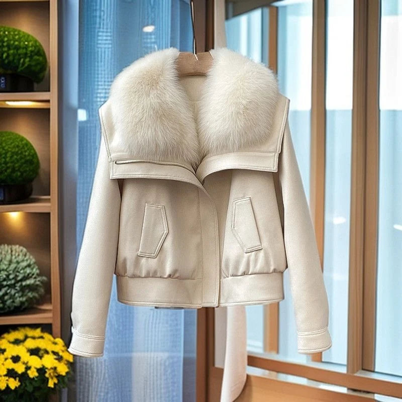 Women's Faux Fur Trim Jacket in Ivory