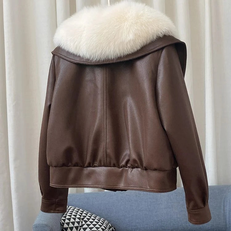 Women's Faux Fur Trim Jacket – Collar Detail