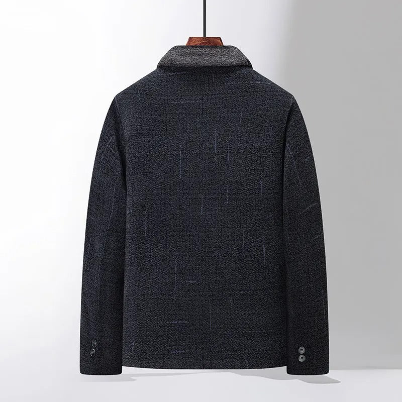 Men's wool jacket with snap-button front