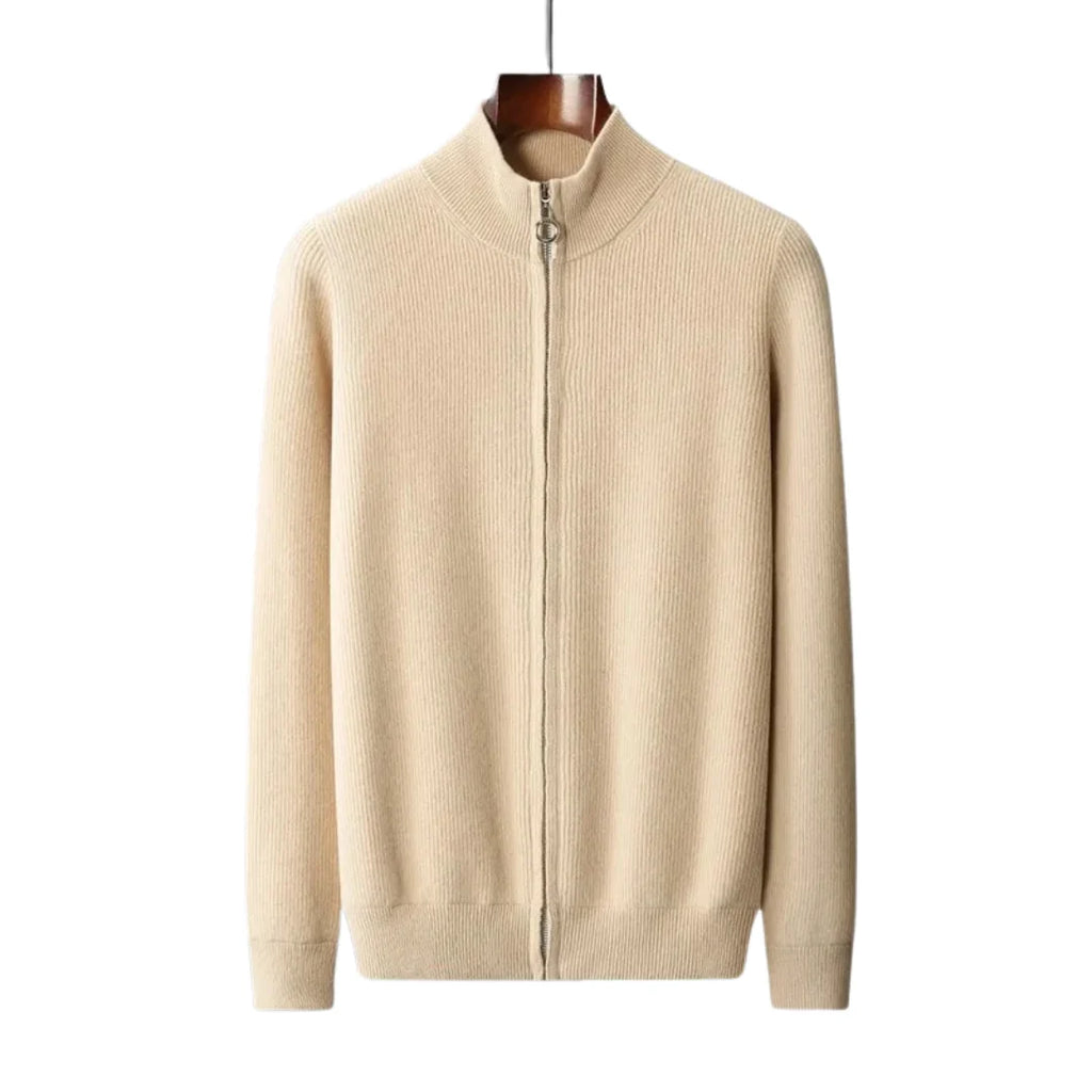Men's Cashmere Quarter-Zip Sweater in Beige