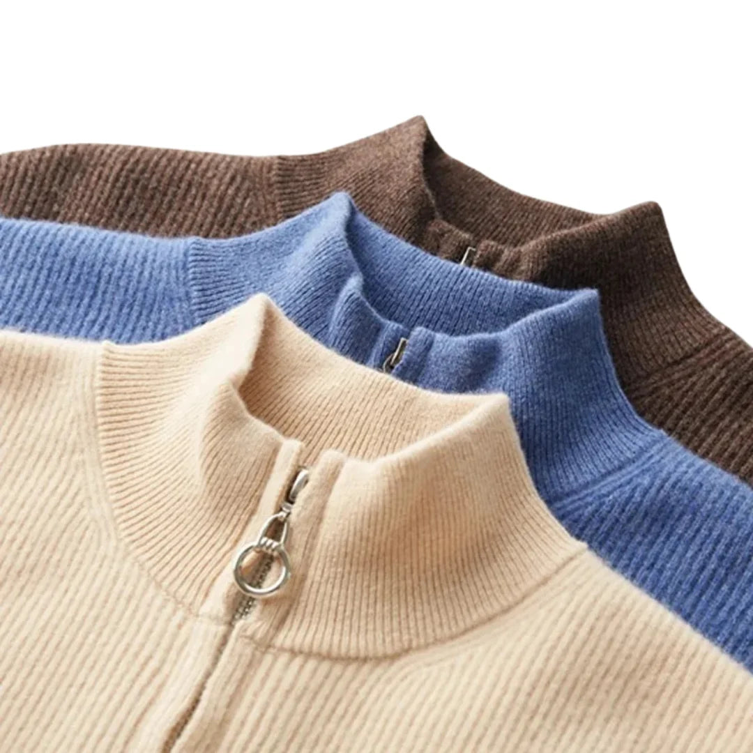 Men's Cashmere Quarter-Zip Sweater – Detail View