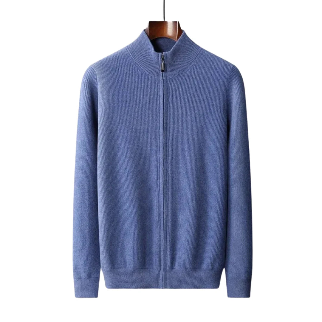 Men's Cashmere Quarter-Zip Sweater in Blue