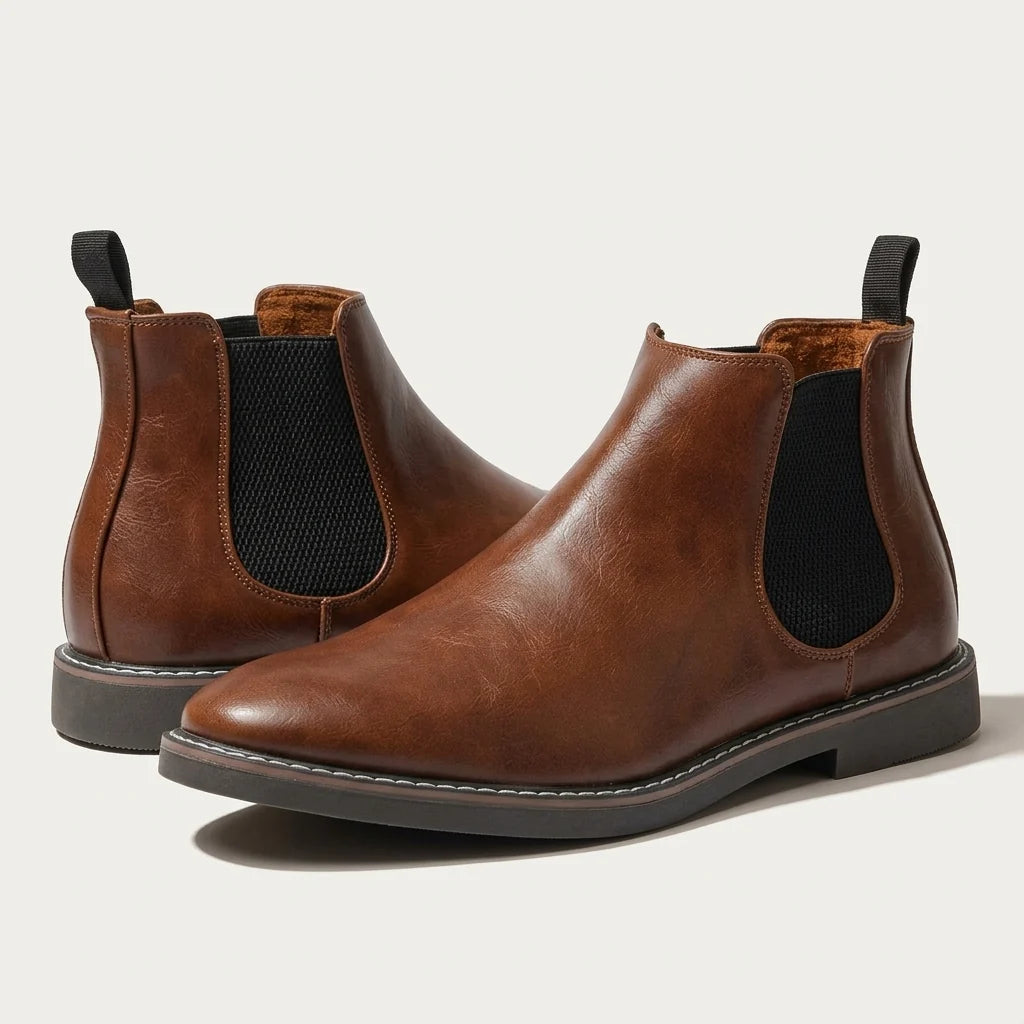 Men's Leather Chelsea Boots in Light Brown