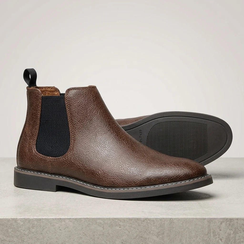 Men's Leather Chelsea Boots in Dark Brown