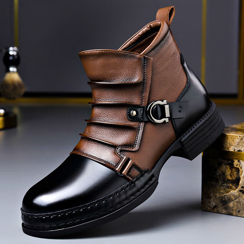 Men's Leather Ankle Boots in Oak Brown