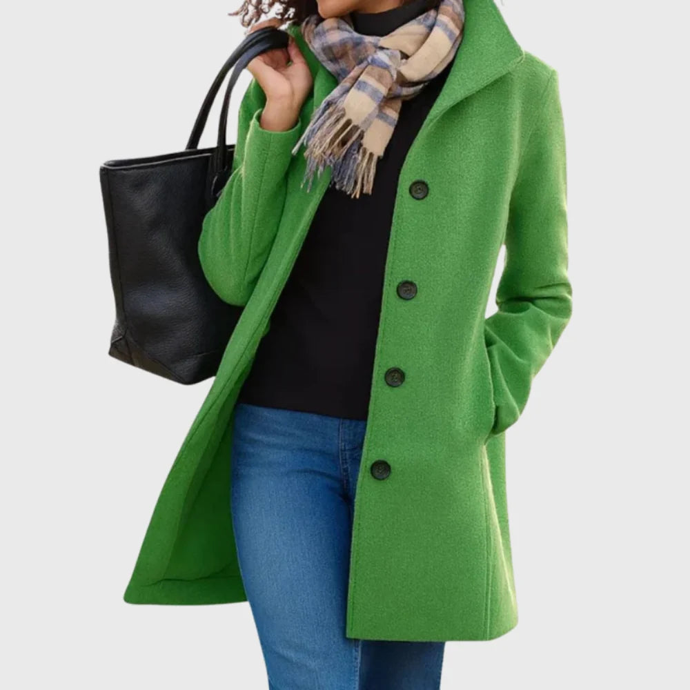 Women's Notch Collar Longline Coat in Light Green
