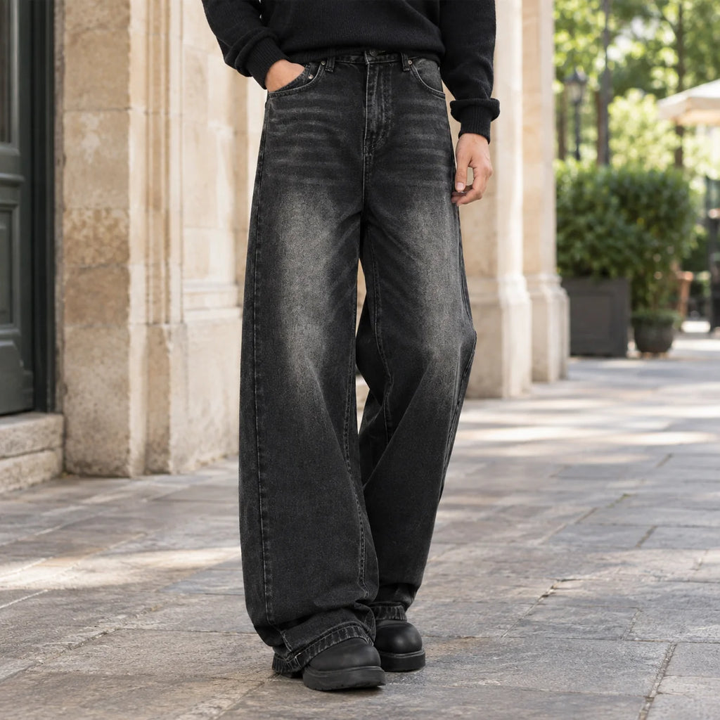 Men's Wide Leg Jeans in Black