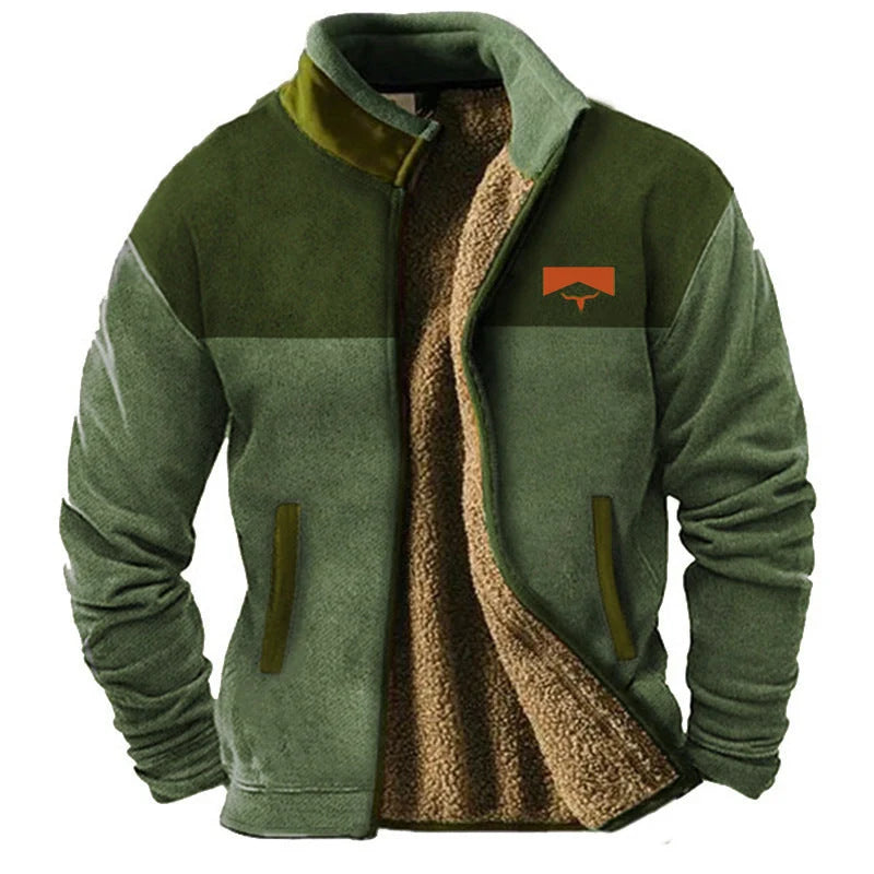 Men's Western Print Sherpa-Lined Jacket in Purple