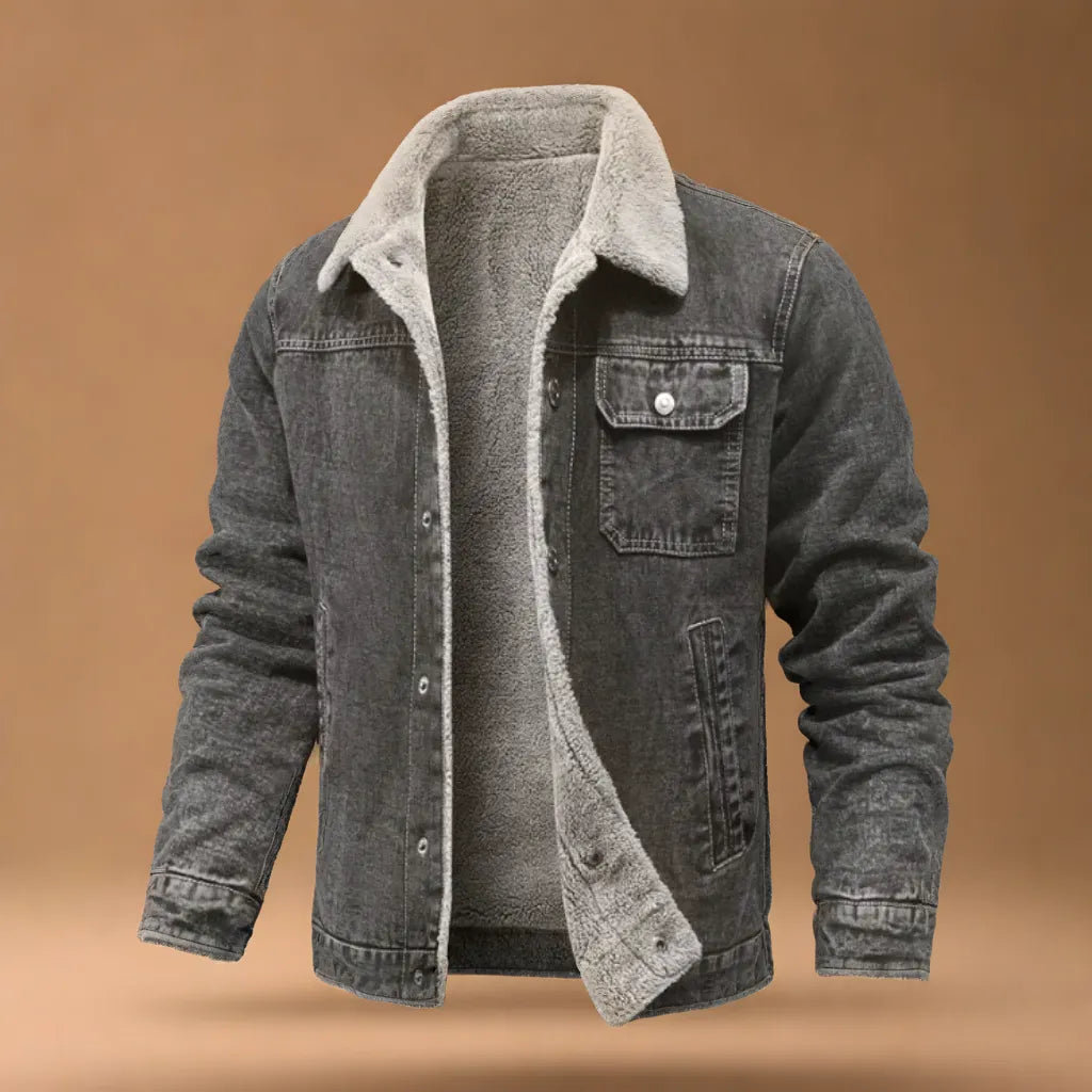 Men's Denim Trucker Jacket in Black