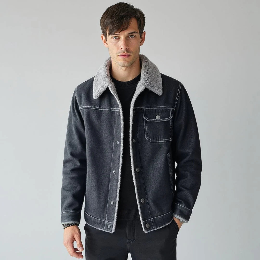 Men's Denim Trucker Jacket – Collar Detail